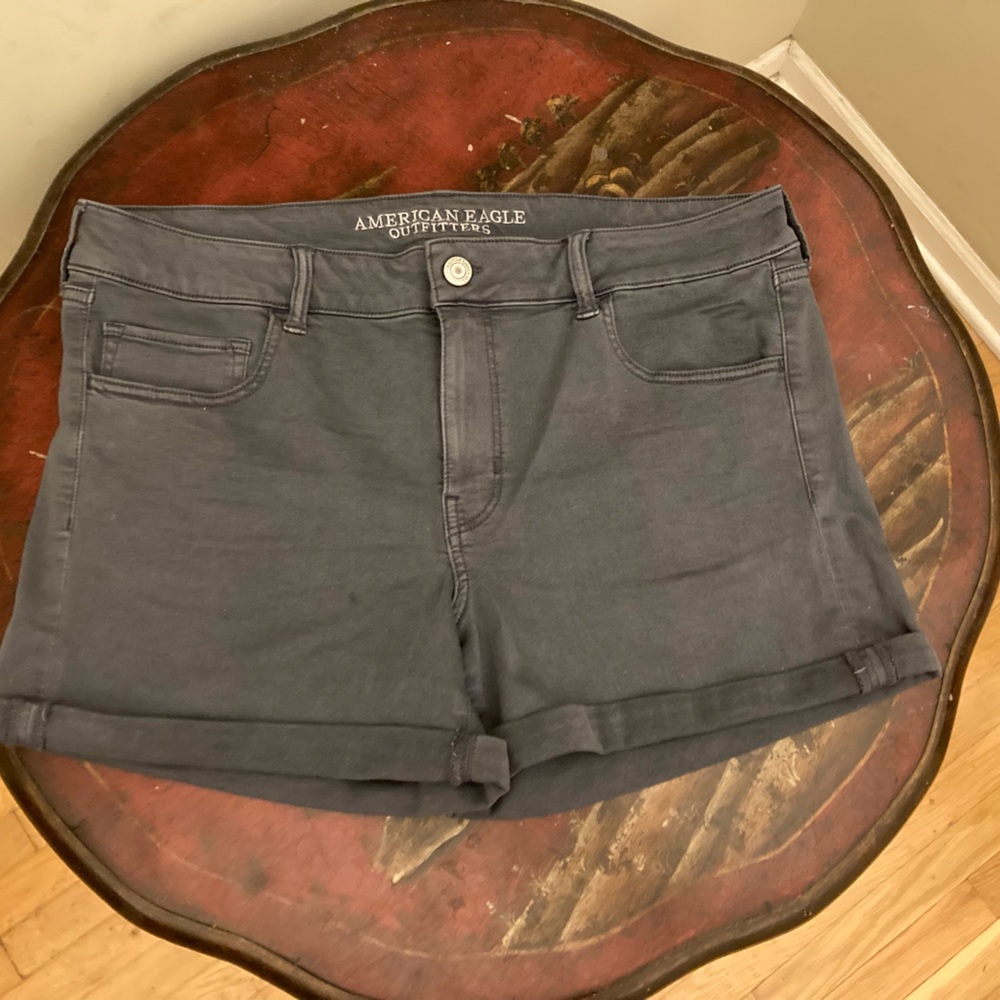 NWOT American Eagle Grey Stone Wash High Rise Cuffed Shorts